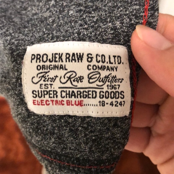 Projek and Co Grey, red embroidered button up Tee - Picture 5 of 5